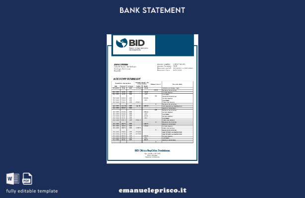 modello word di estratto conto bancario per offerte Repubblica Dominicana in sti